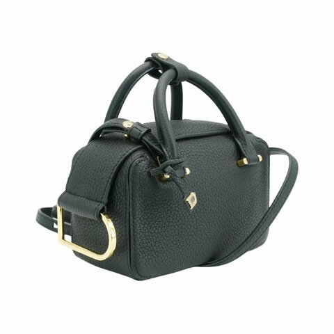 Delvaux 展示品 Cool Box Nano 粒面皮革金扣二用包(黑)