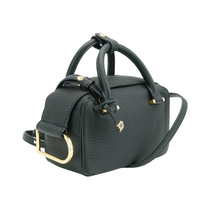 Delvaux 展示品 Cool Box Nano 粒面皮革金扣二用包(黑)-0