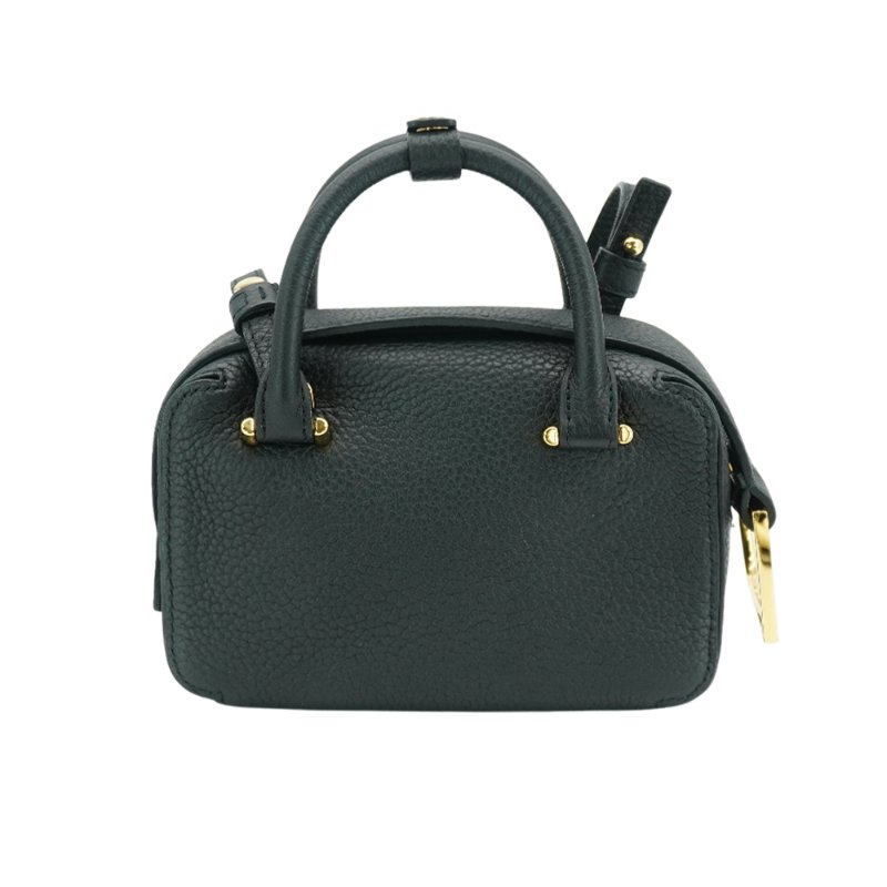 Delvaux 展示品 Cool Box Nano 粒面皮革金扣二用包(黑)-1