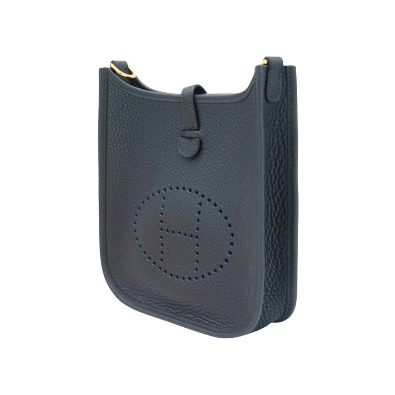 Hermes 展示品 Mini Evelyne TC牛皮金釦斜背包(AT午夜藍)-1