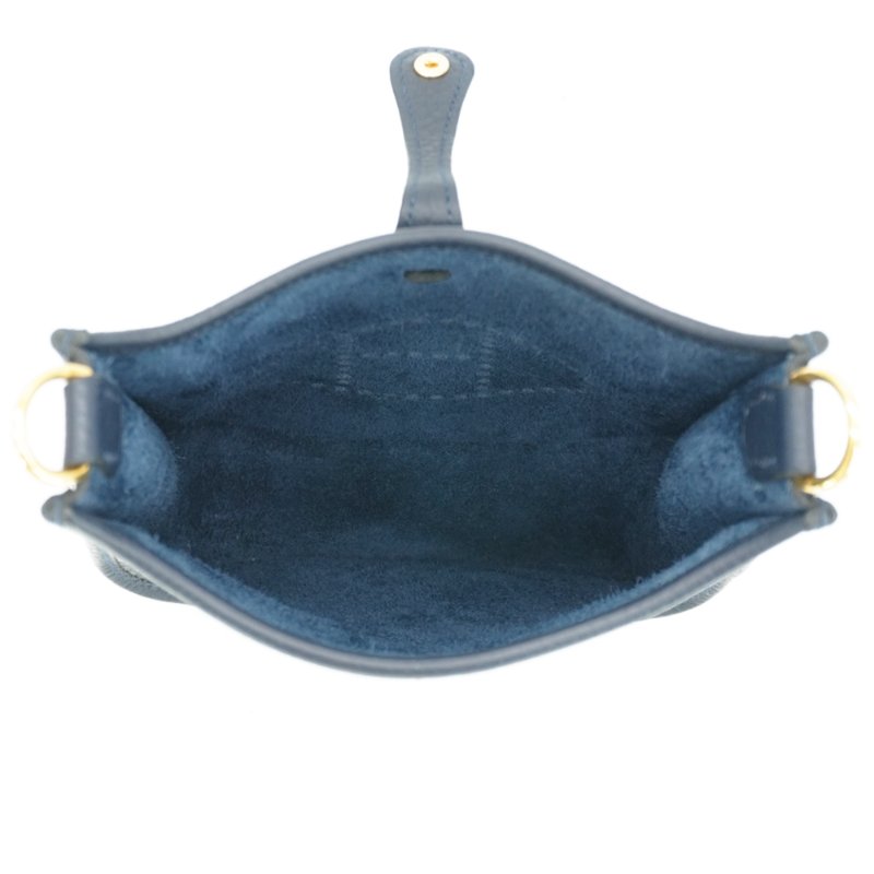 Hermes 展示品 Mini Evelyne TC牛皮金釦斜背包(AT午夜藍)-4