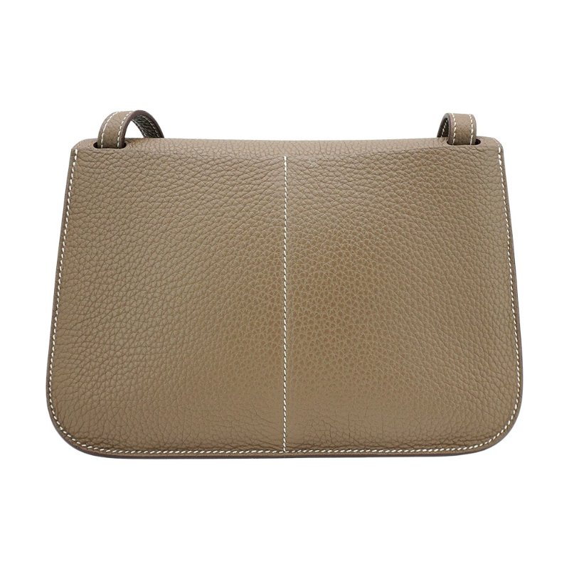 Hermes Halzan 25 TC牛皮銀釦手提/斜背兩用包(Etoupe大象灰)-2