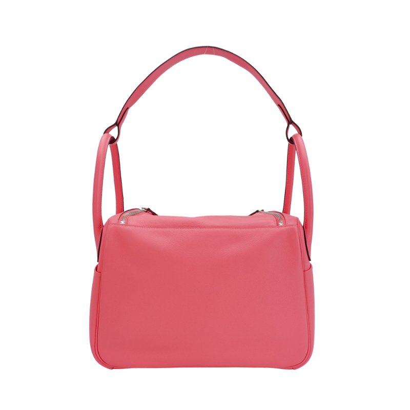 Hermes 展示品 Lindy 30 牛皮銀釦手提/斜背兩用包(杜鵑粉)-2
