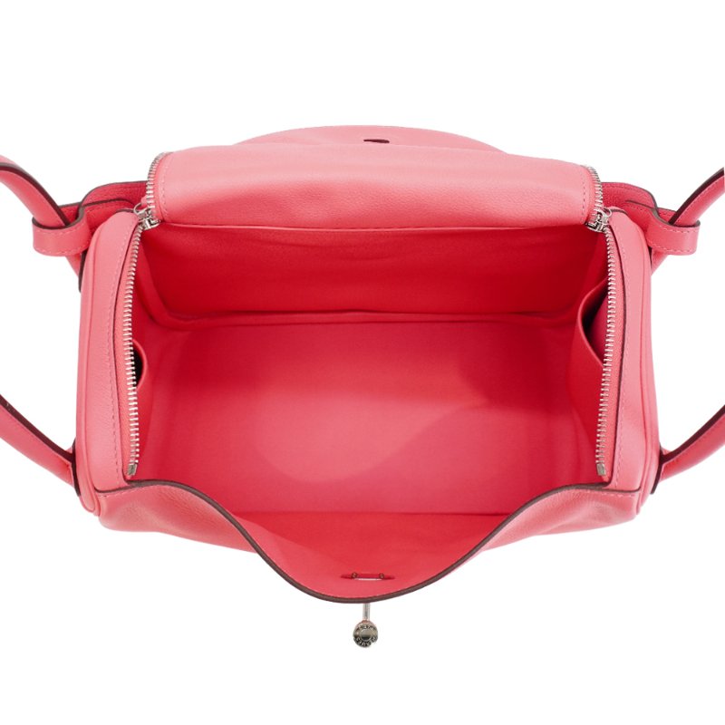Hermes 展示品 Lindy 30 牛皮銀釦手提/斜背兩用包(杜鵑粉)-4