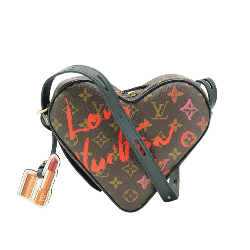 Louis Vuitton Sac Coeur 愛心字樣帆布斜背包(M45890-咖)-0