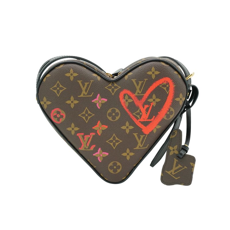 Louis Vuitton Sac Coeur 愛心字樣帆布斜背包(M45890-咖)-2