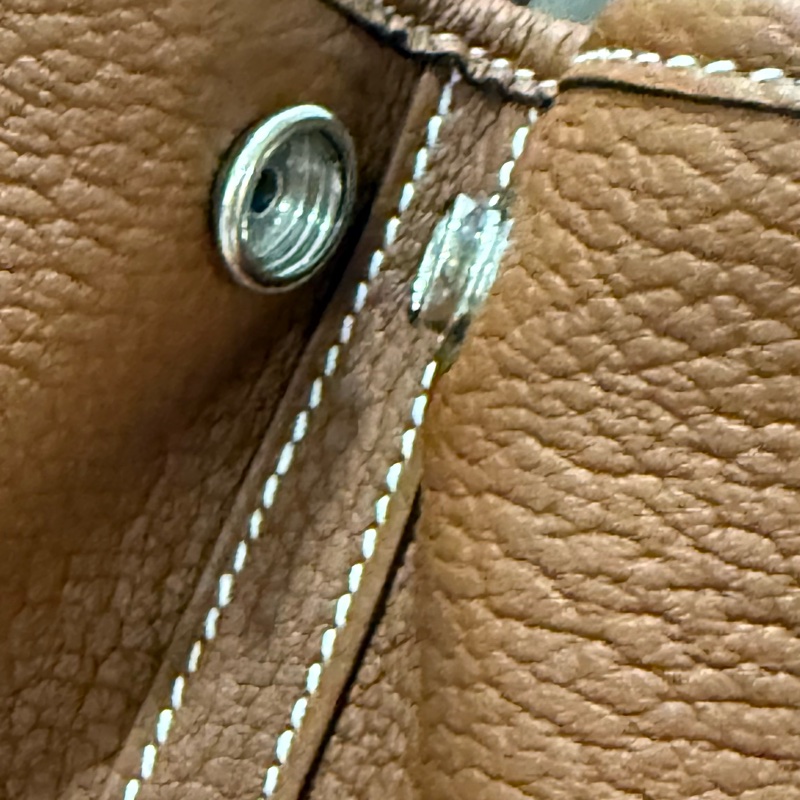 愛馬仕Hermes mini garden party 全皮 金棕銀 全新全配-9