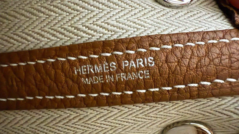 愛馬仕Hermes mini garden party 全皮 金棕銀 全新全配-12