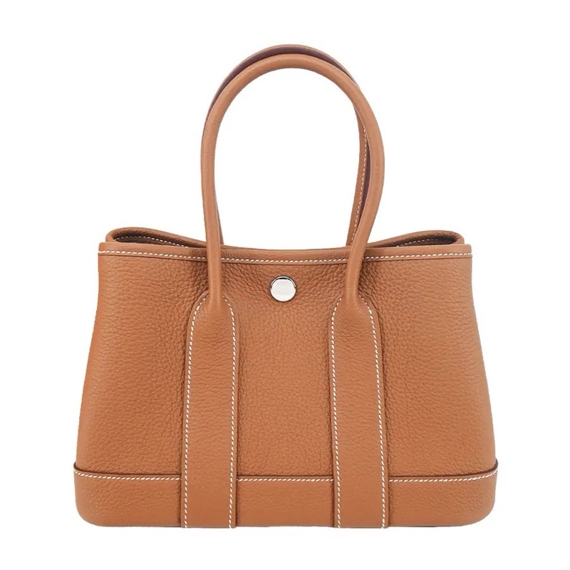 愛馬仕Hermes mini garden party 全皮 金棕銀 全新全配-0