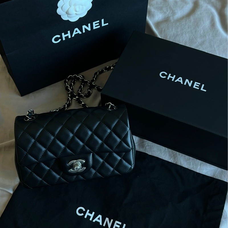 Chanel Cf20 黑銀 牛皮-0