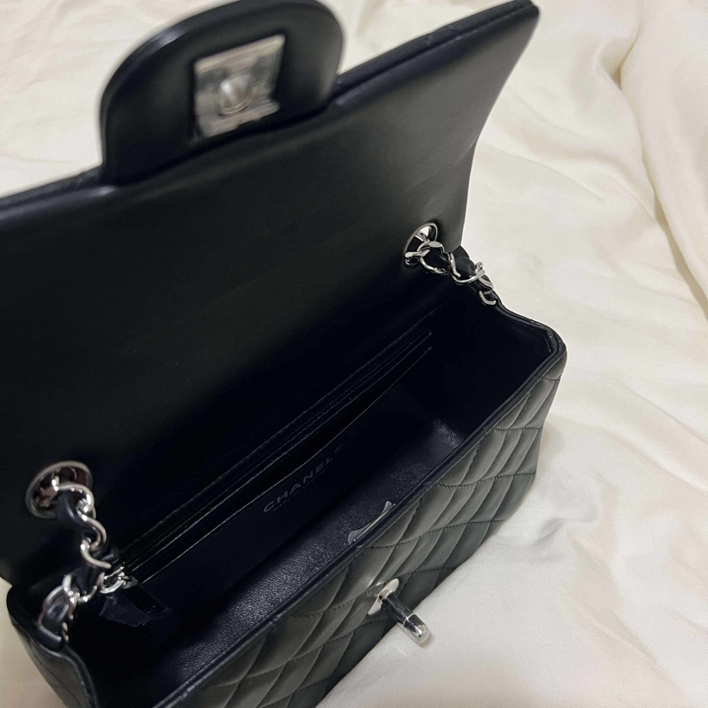 Chanel Cf20 黑銀 牛皮-8