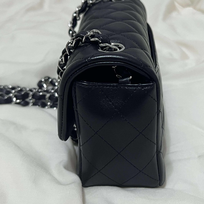 Chanel Cf20 黑銀 牛皮-15