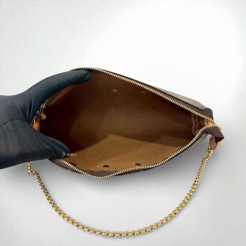 LV EVA 原花小金牌一字拉鍊金鍊包 M95567-5
