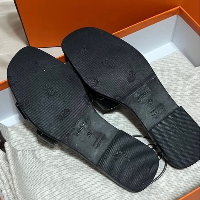Hermes Oran 黑色 拖鞋-2