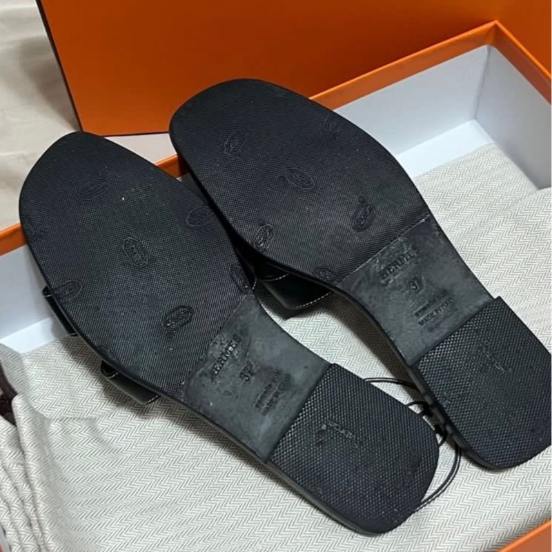 Hermes Oran 黑色 拖鞋-6