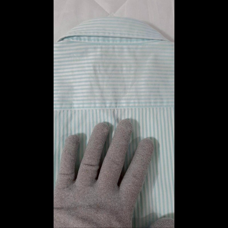 絕版BURBERRY 博柏利 BLACK LABEL 黑標 戰馬 男綠白條紋半開襟七分袖襯衫2號-3