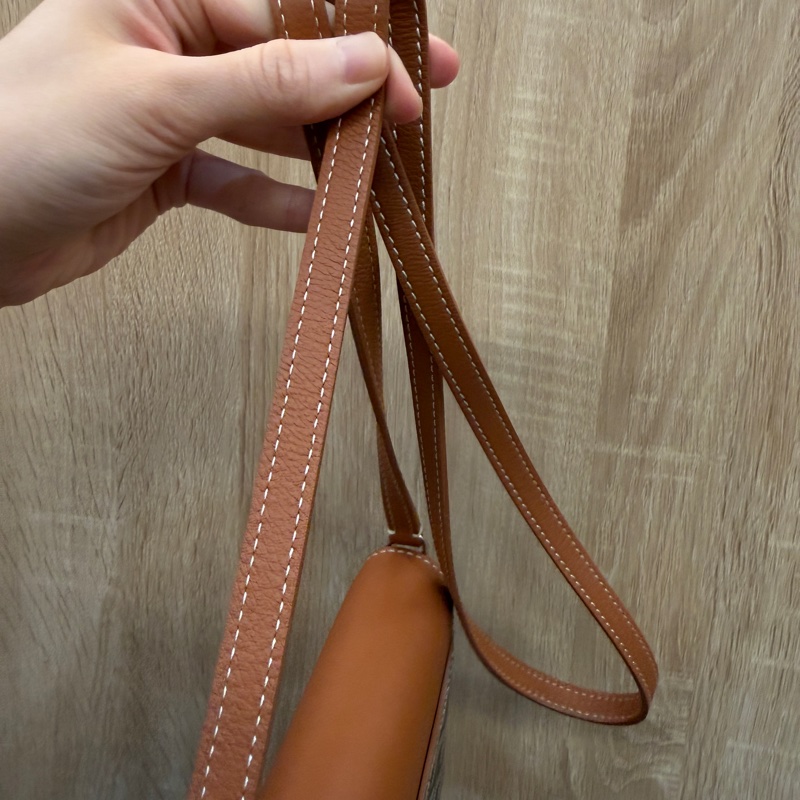 Goyard PVC咖牛皮銀釦Chypre 6卡斜背WOC-12