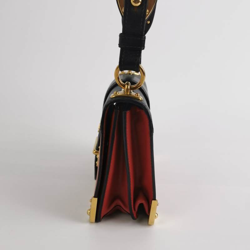 Prada Cahier牛皮撞色字母logo插扣斜挎包單肩包-2