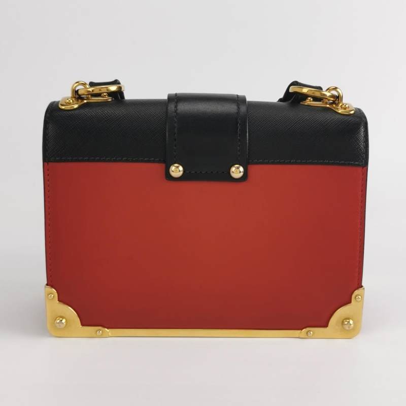 Prada Cahier牛皮撞色字母logo插扣斜挎包單肩包-4