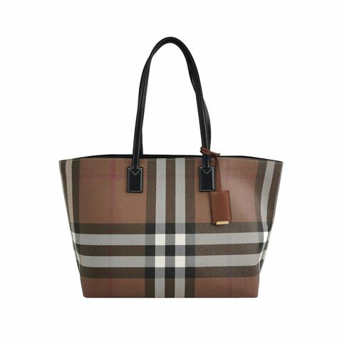 Burberry牛皮拼色格紋單肩包