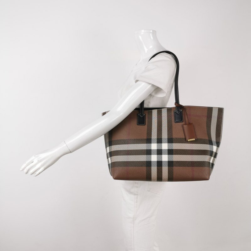 Burberry牛皮拼色格紋單肩包-1