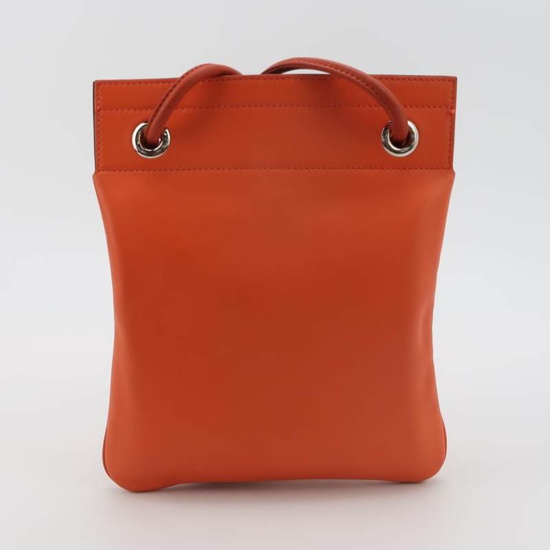 Hermes Aline迷你結飾馬夫包單肩包Milo羊皮銀扣9J火焰橙Z刻-4