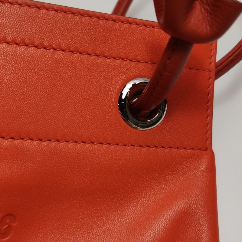 Hermes Aline迷你結飾馬夫包單肩包Milo羊皮銀扣9J火焰橙Z刻-12