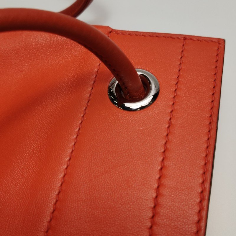 Hermes Aline迷你結飾馬夫包單肩包Milo羊皮銀扣9J火焰橙Z刻-13