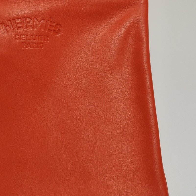 Hermes Aline迷你結飾馬夫包單肩包Milo羊皮銀扣9J火焰橙Z刻-17