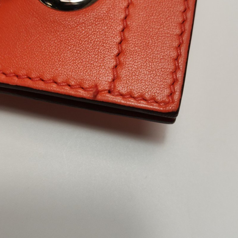 Hermes Aline迷你結飾馬夫包單肩包Milo羊皮銀扣9J火焰橙Z刻-19