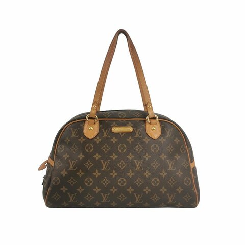 Louis Vuitton(LV)Montorgueil植鞣革老花logo徽標牌保齡球包單肩包