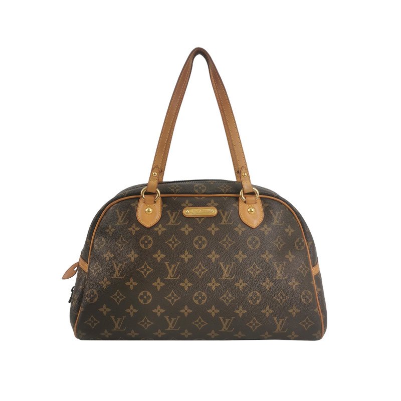 Louis Vuitton(LV)Montorgueil植鞣革老花logo徽標牌保齡球包單肩包-0