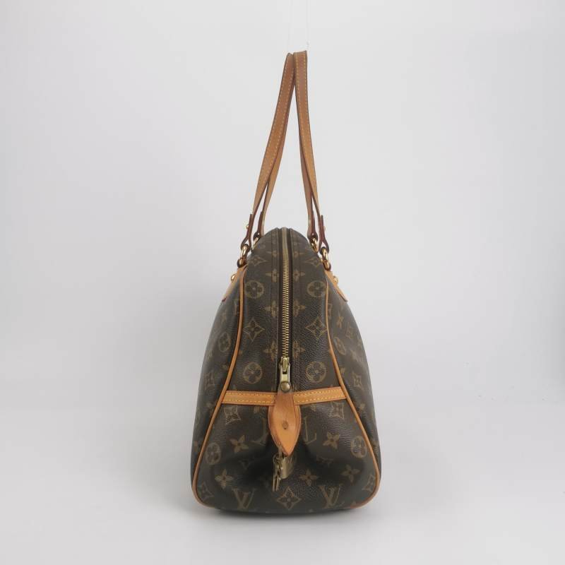 Louis Vuitton(LV)Montorgueil植鞣革老花logo徽標牌保齡球包單肩包-3