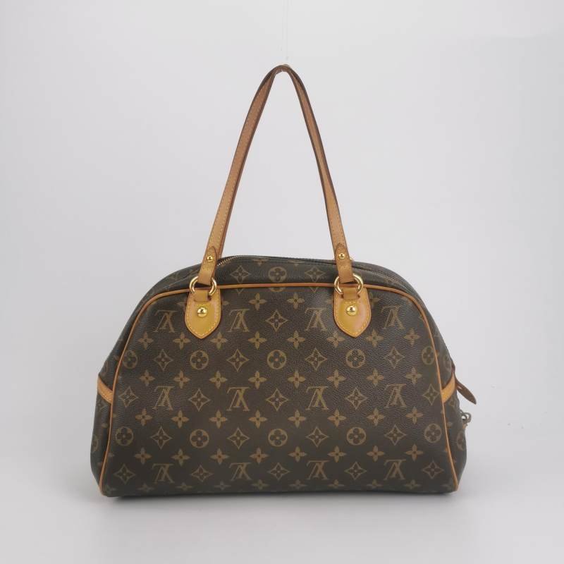 Louis Vuitton(LV)Montorgueil植鞣革老花logo徽標牌保齡球包單肩包-4