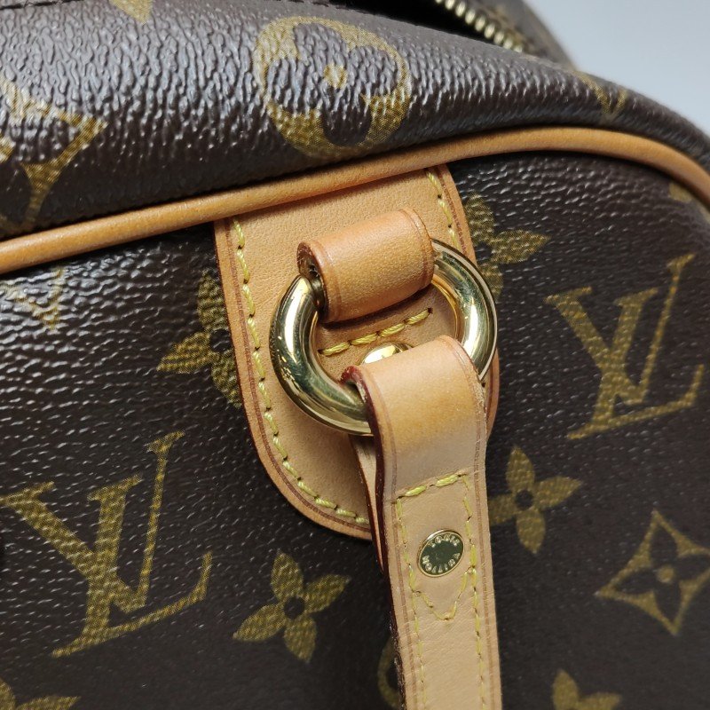 Louis Vuitton(LV)Montorgueil植鞣革老花logo徽標牌保齡球包單肩包-9