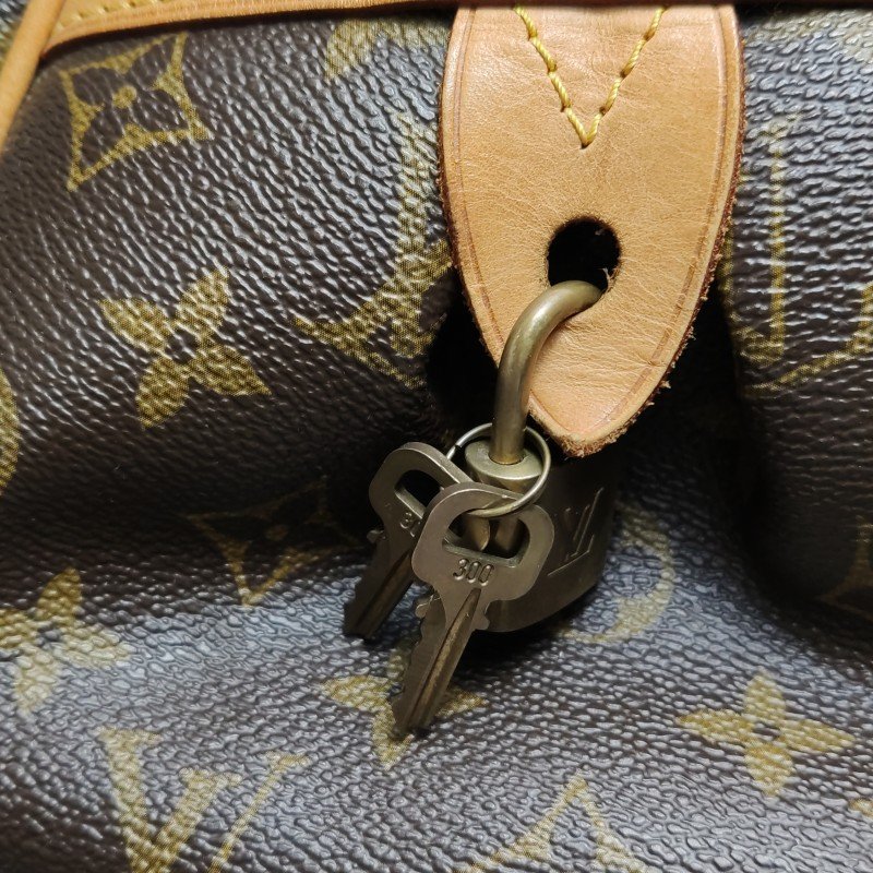 Louis Vuitton(LV)Montorgueil植鞣革老花logo徽標牌保齡球包單肩包-10