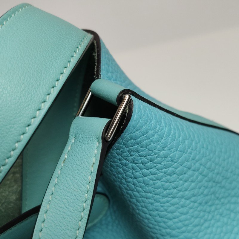 Hermes Picotin菜籃子包22手提包Clemence(TC)牛皮銀扣3P馬卡龍藍T刻-10