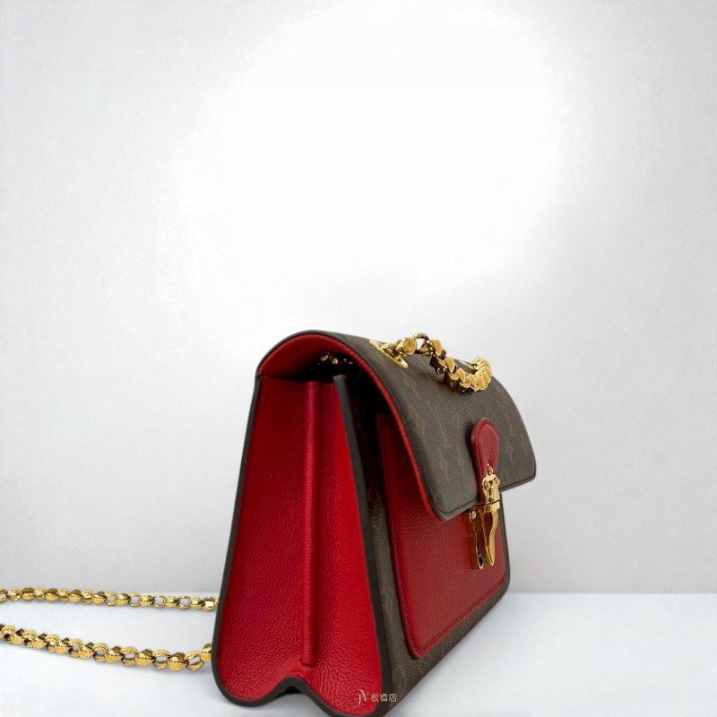 LV VICTOIRE 原花拼接櫻桃紅牛皮肩背包 M41731-2