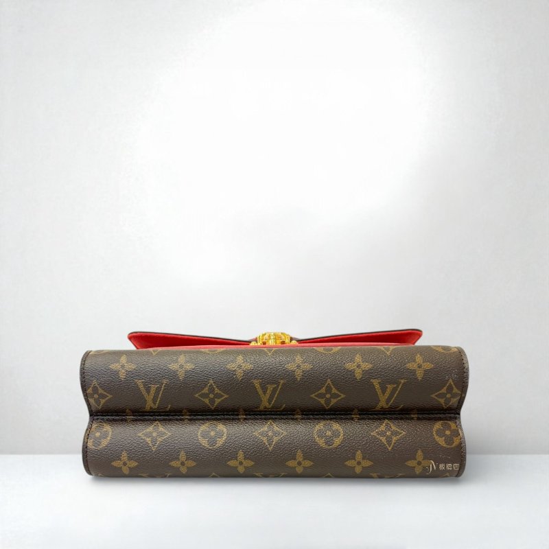 LV VICTOIRE 原花拼接櫻桃紅牛皮肩背包 M41731-4