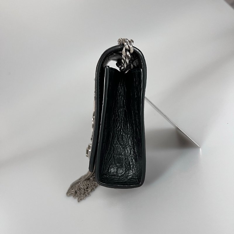 YSL 354120  黑鱷魚壓紋KATE銀鍊包-2