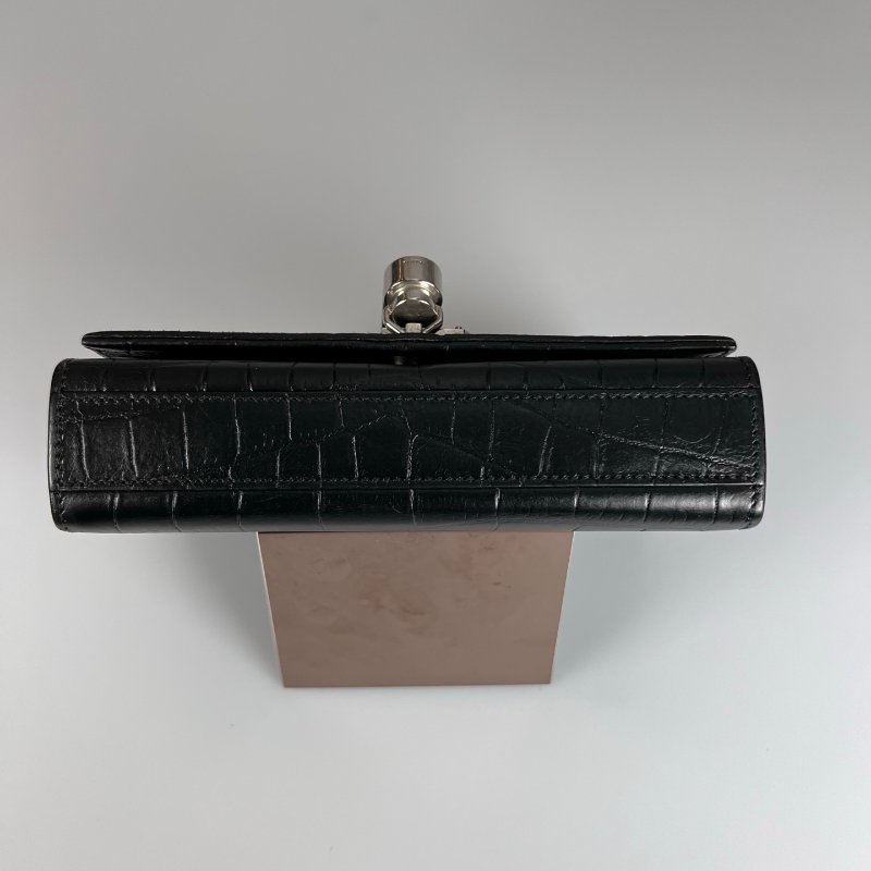 YSL 354120  黑鱷魚壓紋KATE銀鍊包-4