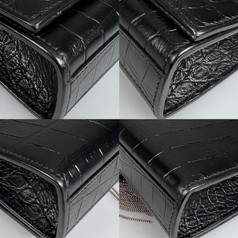 YSL 354120  黑鱷魚壓紋KATE銀鍊包-10