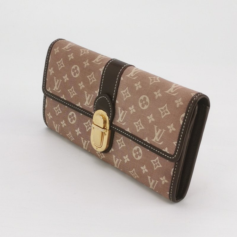 Louis Vuitton(LV)Sarah莎拉牛皮帆布老花金屬扣錢包-1