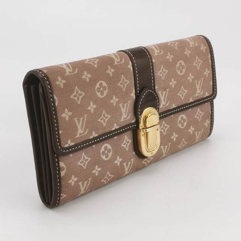 Louis Vuitton(LV)Sarah莎拉牛皮帆布老花金屬扣錢包-2