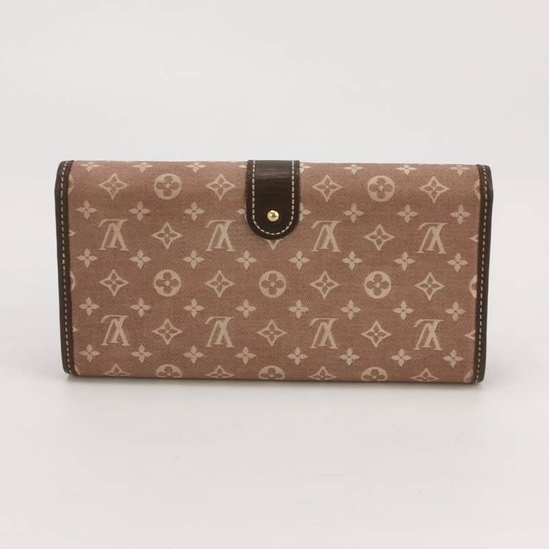 Louis Vuitton(LV)Sarah莎拉牛皮帆布老花金屬扣錢包-3