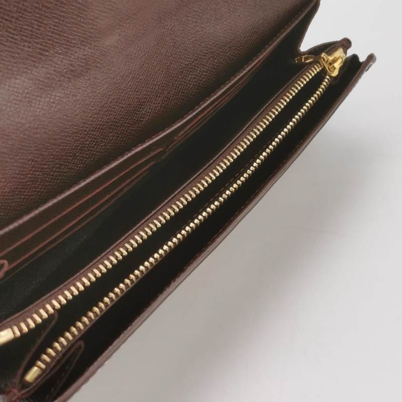 Louis Vuitton(LV)Sarah莎拉牛皮帆布老花金屬扣錢包-5