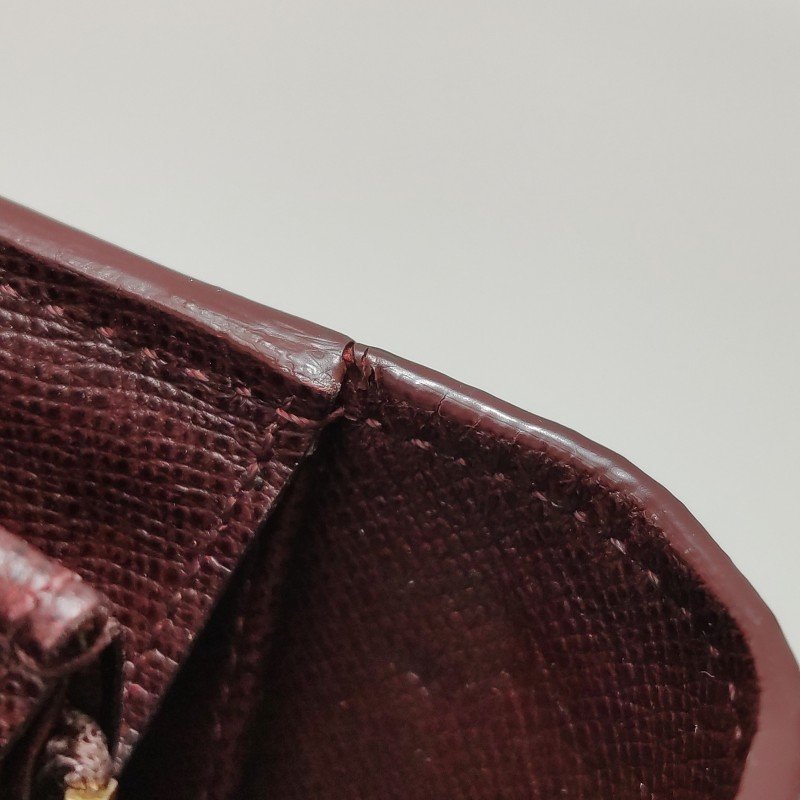 Louis Vuitton(LV)Sarah莎拉牛皮帆布老花金屬扣錢包-14