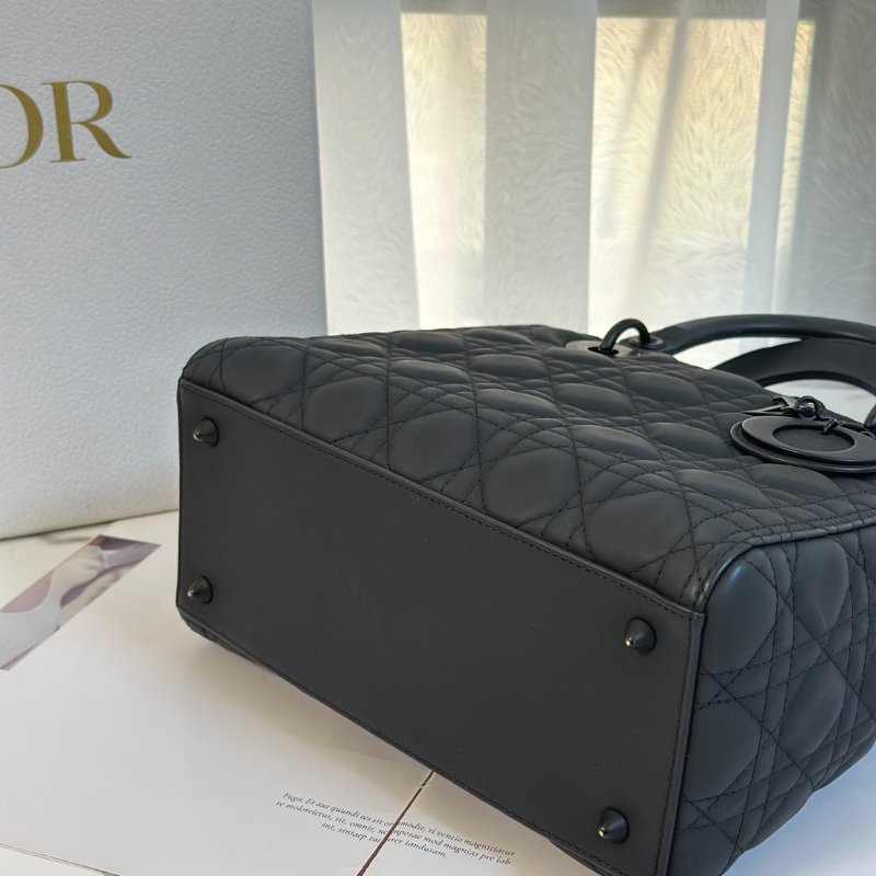DIOR Lady dior 藤格紋戴妃包 - 中號So black-5
