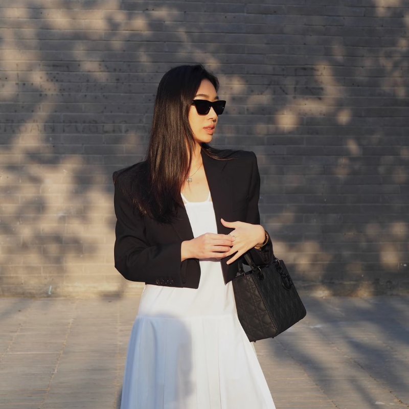 DIOR Lady dior 藤格紋戴妃包 - 中號So black-9