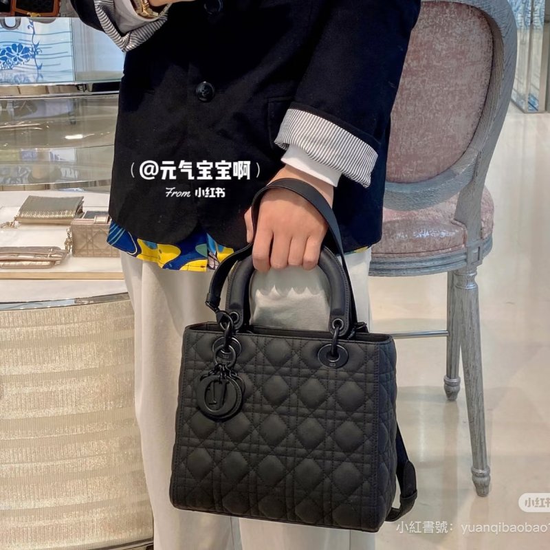 DIOR Lady dior 藤格紋戴妃包 - 中號So black-10